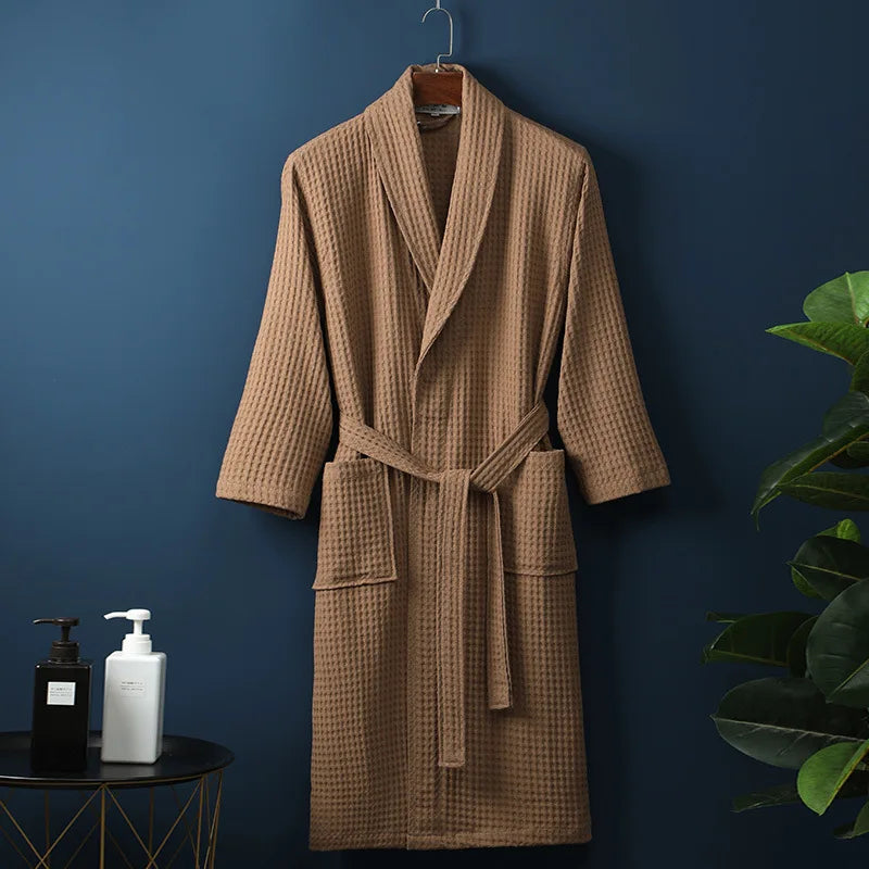 Cotton Bathrobe - Breathable Comfort Dressing Gown for Men & Women