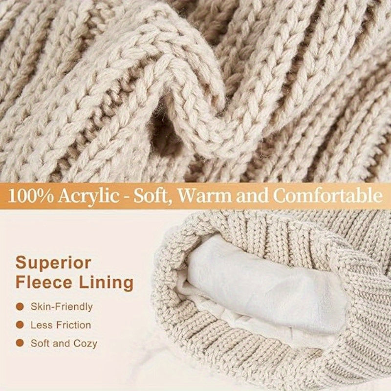 Cozy 3-Piece Winter Knit Set with Touchscreen Gloves