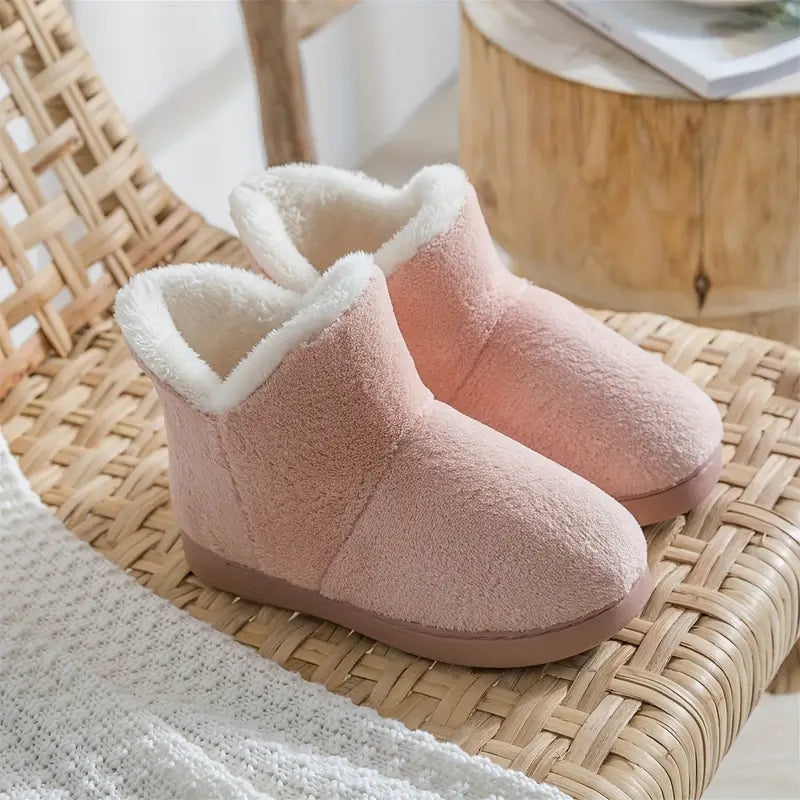 Cozy Comfort Women's Ankle Bootie Slippers - Plush, Warm, Anti-Slip