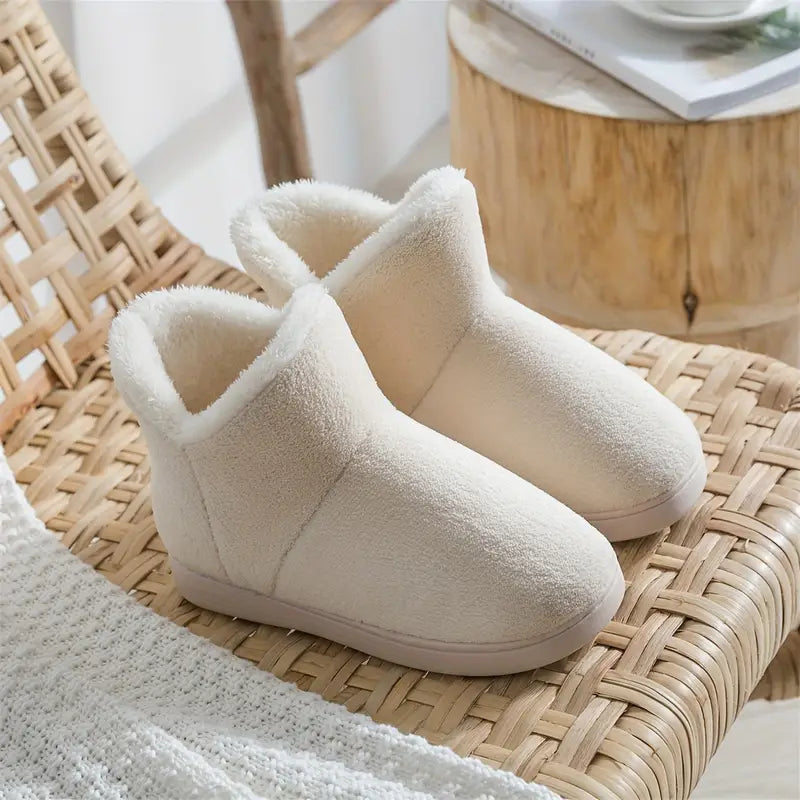 Cozy Comfort Women's Ankle Bootie Slippers - Plush, Warm, Anti-Slip