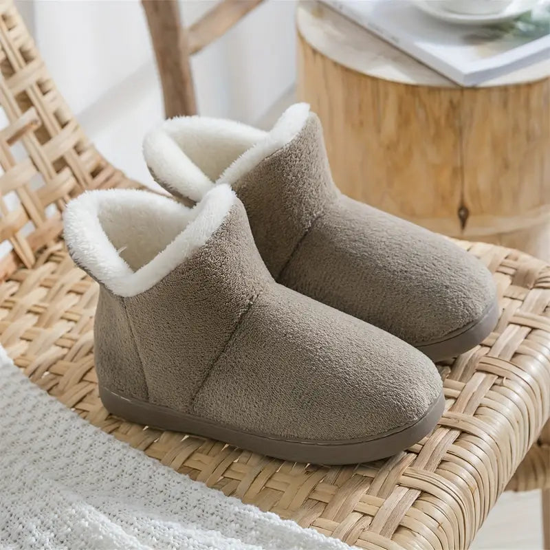Cozy Comfort Women's Ankle Bootie Slippers - Plush, Warm, Anti-Slip