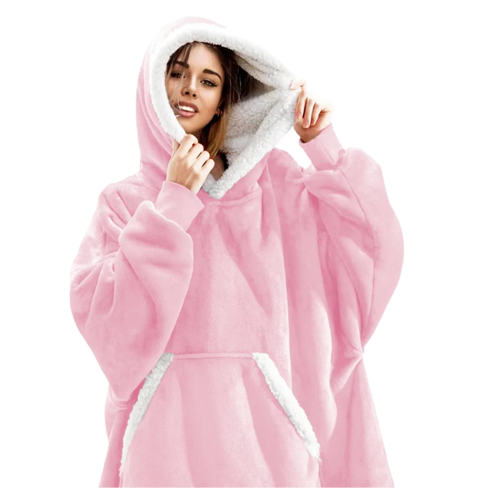 Cozy Giant Blanket Hoodie - Soft Flannel & Sherpa Fabric