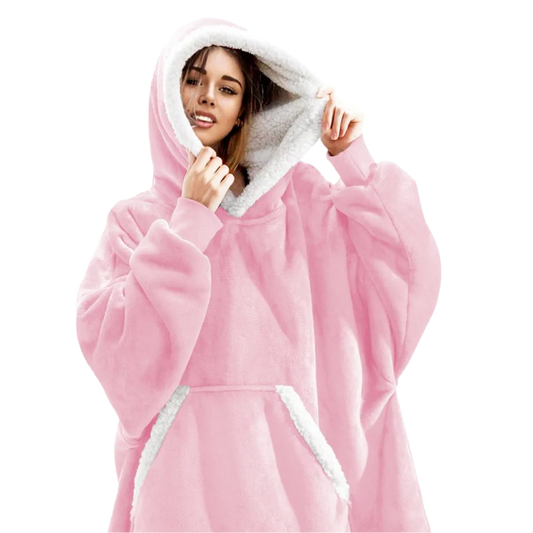 Cozy Giant Blanket Hoodie - Soft Flannel & Sherpa Fabric