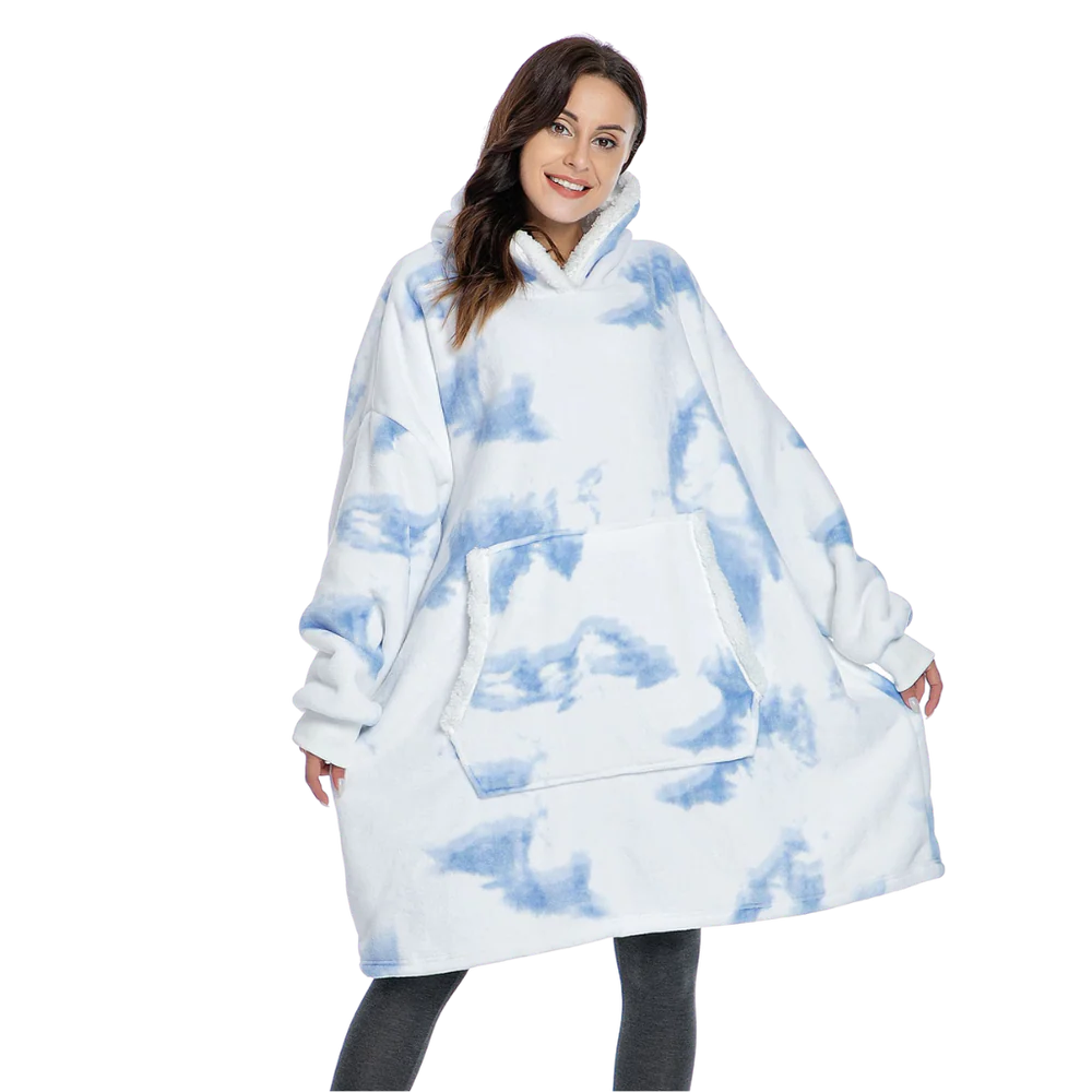 Cozy Giant Blanket Hoodie - Soft Flannel & Sherpa Fabric