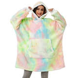 Cozy Giant Blanket Hoodie - Soft Flannel & Sherpa Fabric
