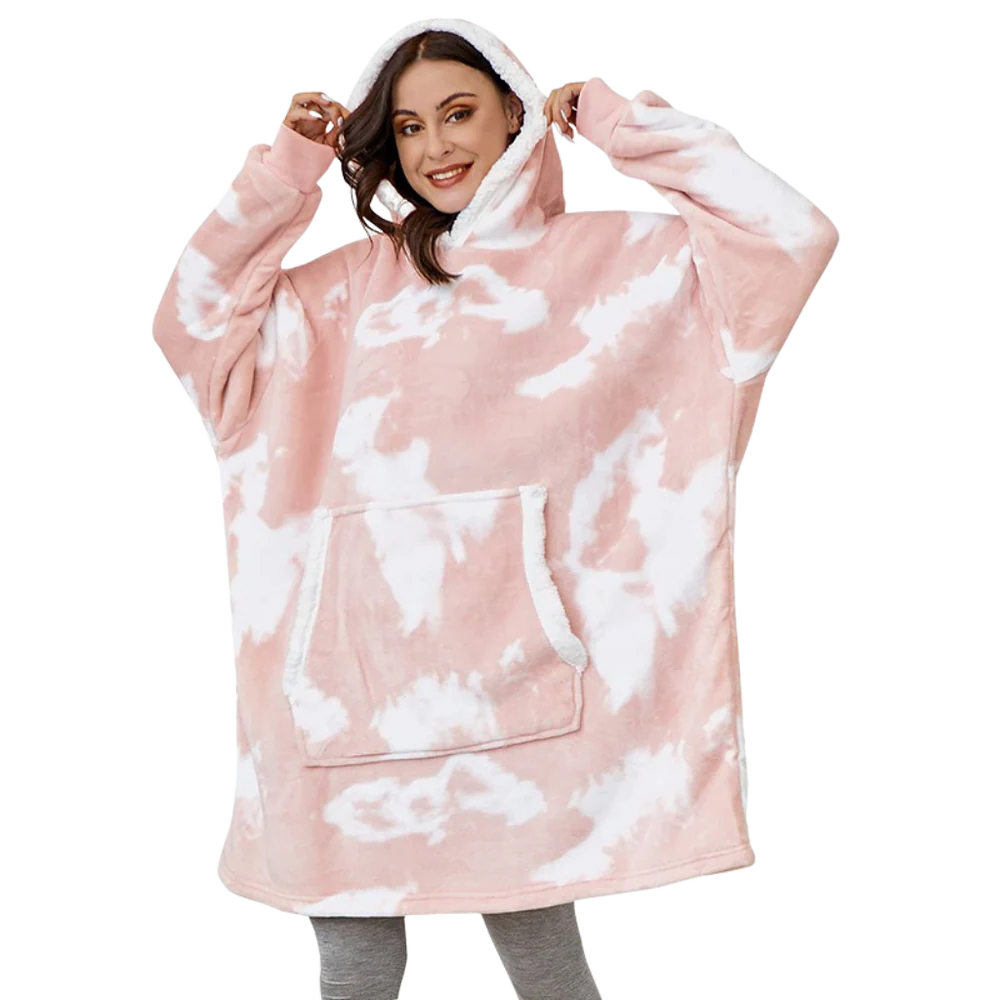 Cozy Giant Blanket Hoodie - Soft Flannel & Sherpa Fabric