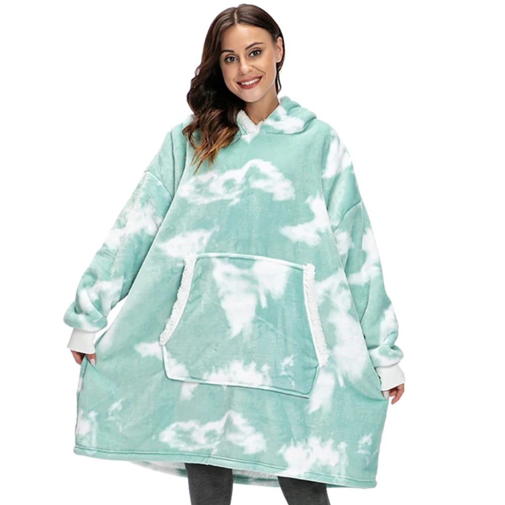 Cozy Giant Blanket Hoodie - Soft Flannel & Sherpa Fabric