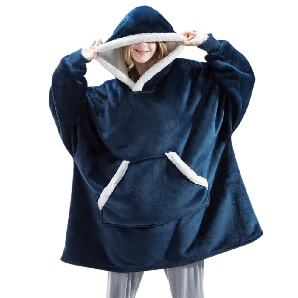 Cozy Giant Blanket Hoodie - Soft Flannel & Sherpa Fabric