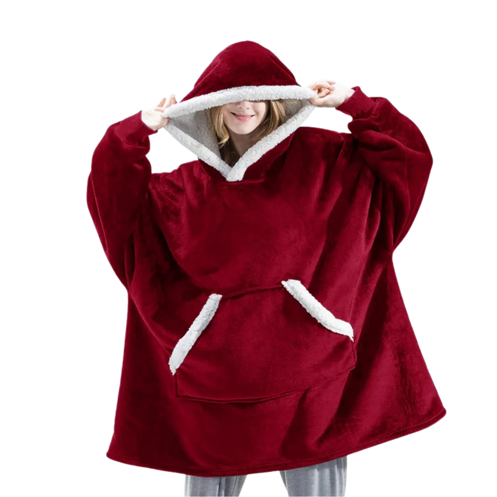 Cozy Giant Blanket Hoodie - Soft Flannel & Sherpa Fabric