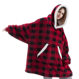 Cozy Giant Blanket Hoodie - Soft Flannel & Sherpa Fabric