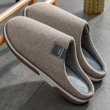 Cozy Men's Herringbone Slippers with Non-Slip Sole