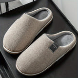 Cozy Men's Herringbone Slippers with Non-Slip Sole