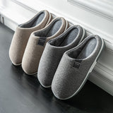 Cozy Men's Herringbone Slippers with Non-Slip Sole