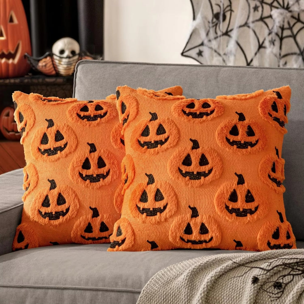 Cozy Pumpkin Pattern Faux Fleece Cushion Cover - 18x18