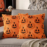 Cozy Pumpkin Pattern Faux Fleece Cushion Cover - 18x18