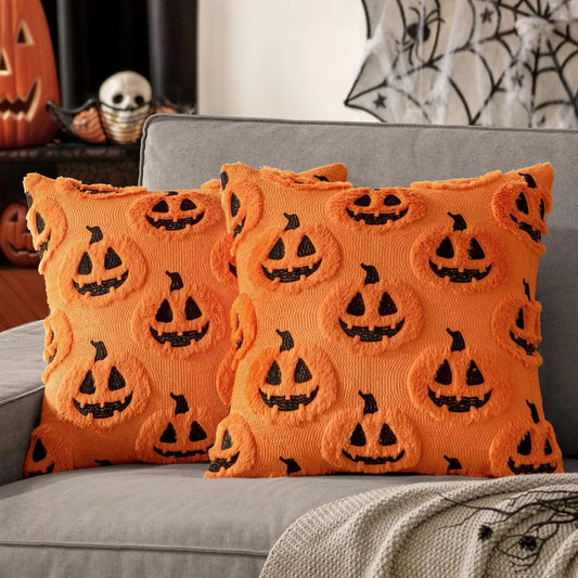 Cozy Pumpkin Pattern Faux Fleece Cushion Cover - 18x18