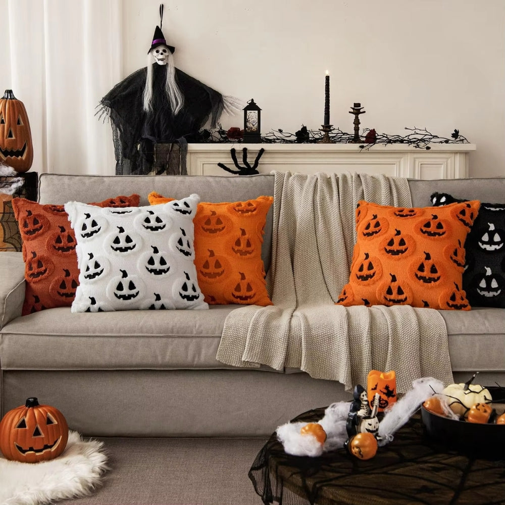 Cozy Pumpkin Pattern Faux Fleece Cushion Cover - 18x18