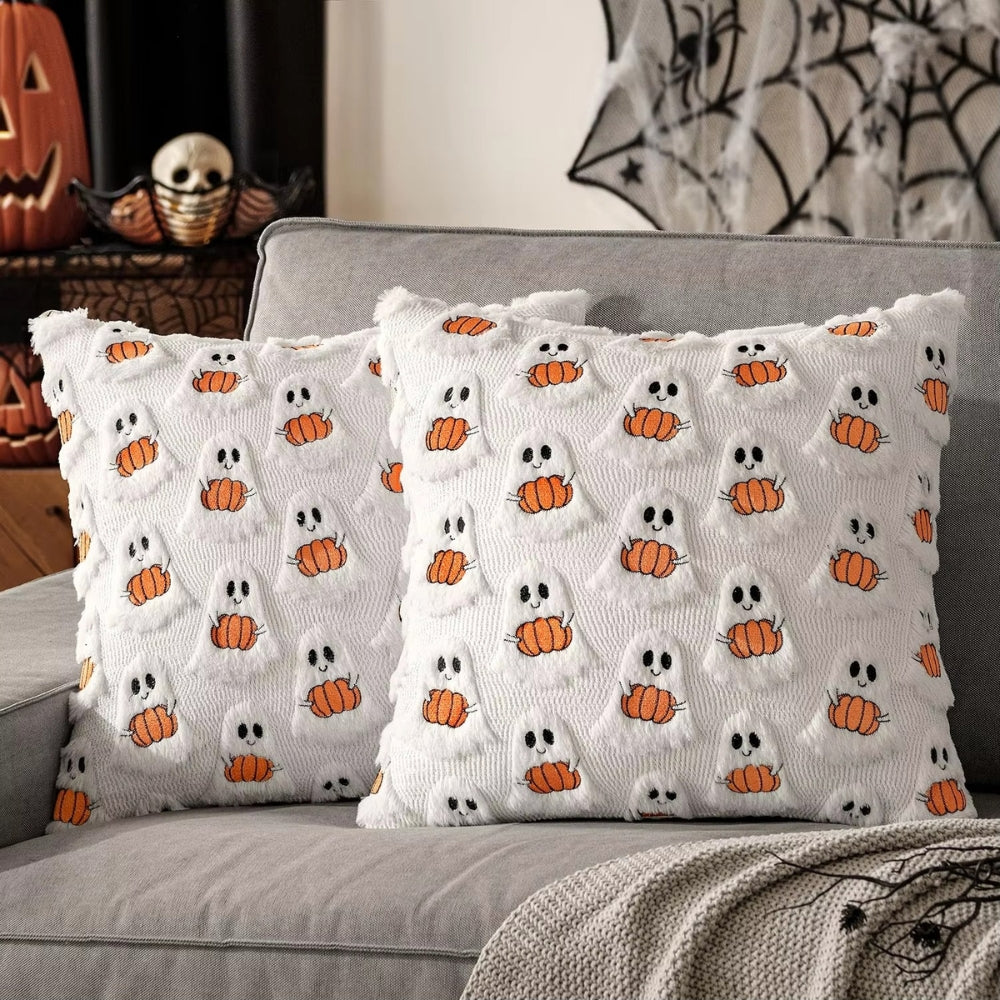 Cozy Pumpkin Pattern Faux Fleece Cushion Cover - 18x18