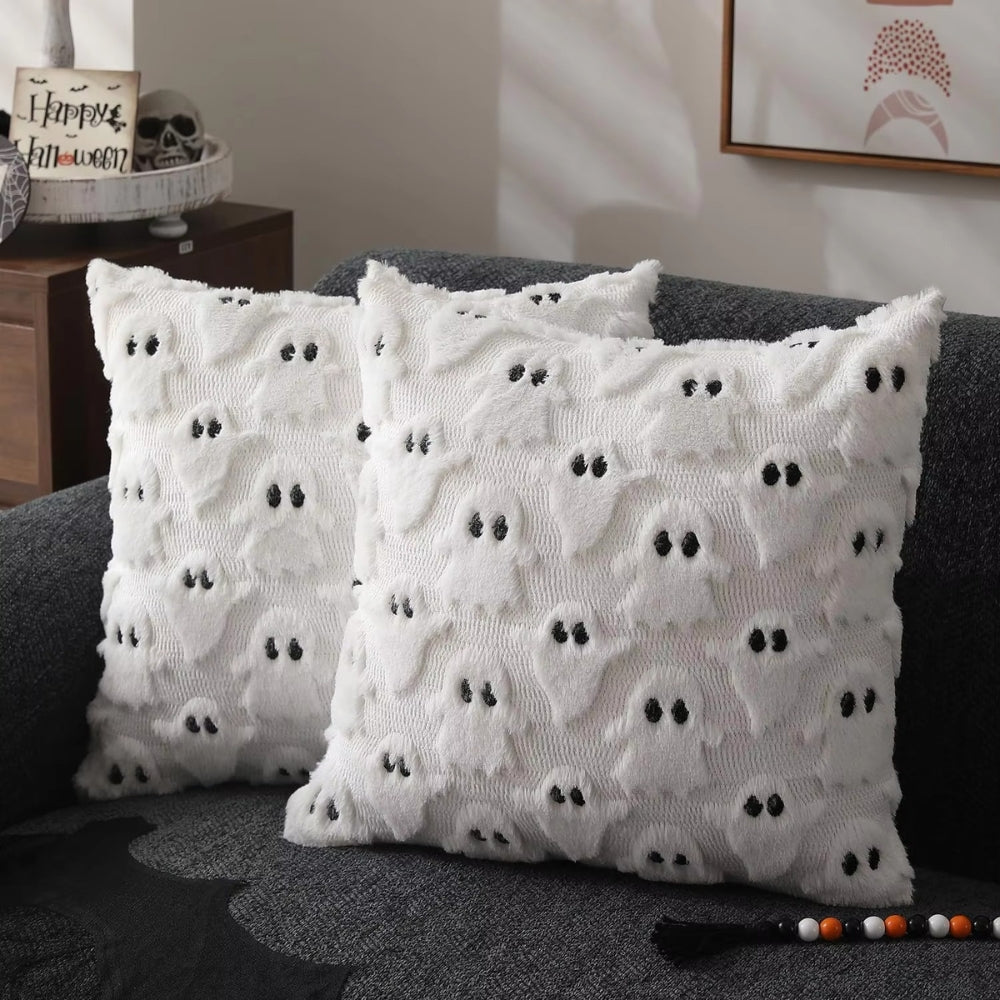 Cozy Pumpkin Pattern Faux Fleece Cushion Cover - 18x18