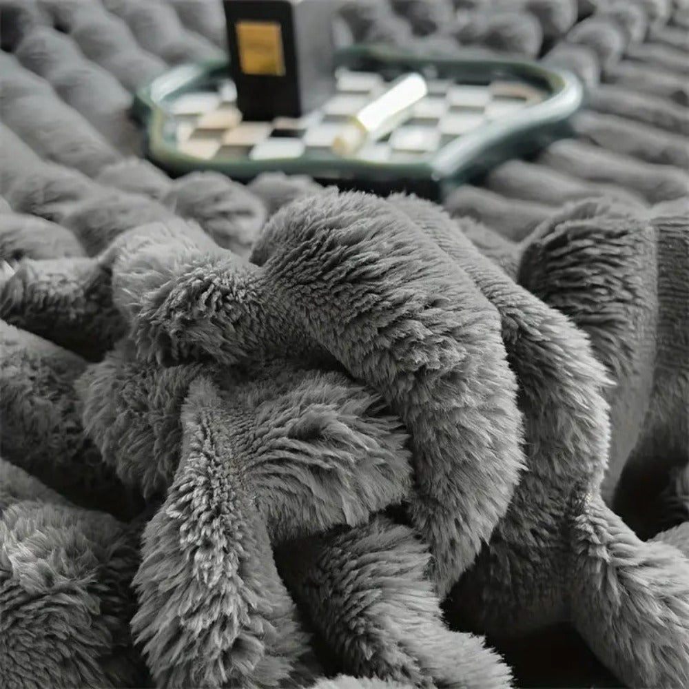 Cozy Striped Fluffy Blanket Throw for Sofa & Bed