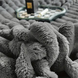 Cozy Striped Fluffy Blanket Throw for Sofa & Bed