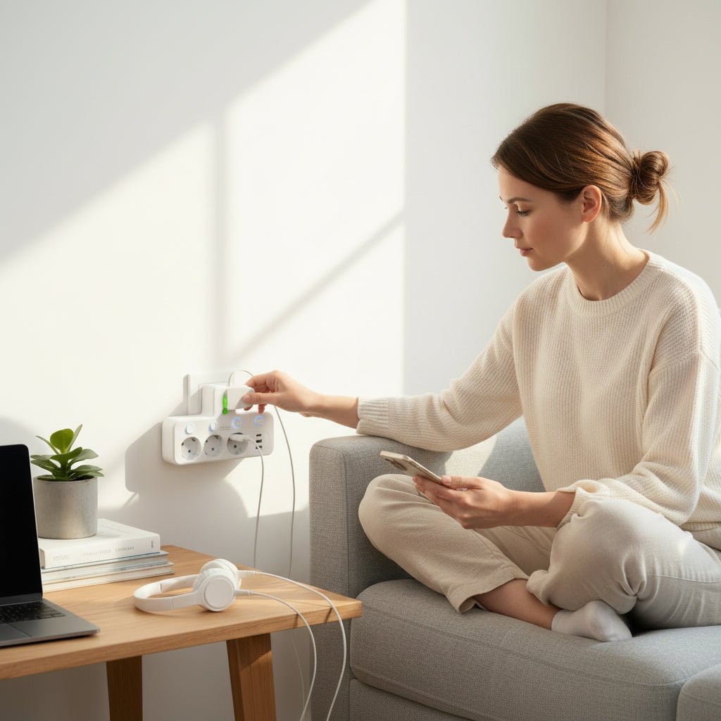 Currentix - Surge Protector Power Strip with USB Charging & Safety Lock