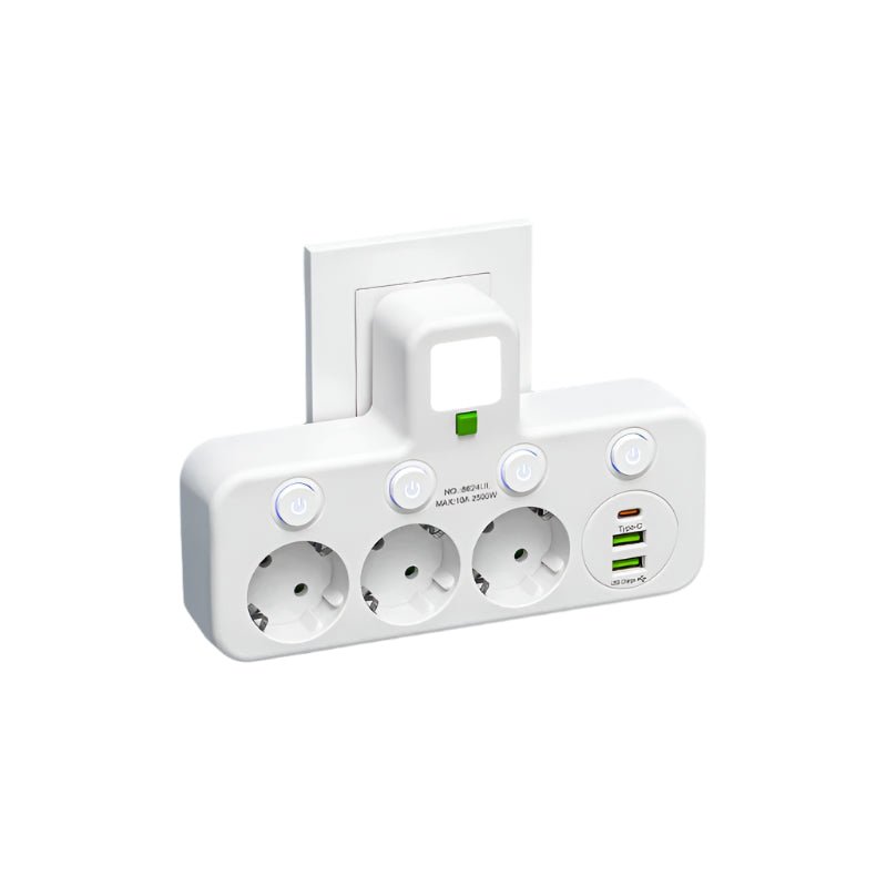 Currentix - Surge Protector Power Strip with USB Charging & Safety Lock