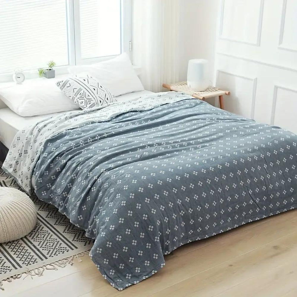 Diamond Dot Comfort Blanket - 100% Cotton, All-Season Softness