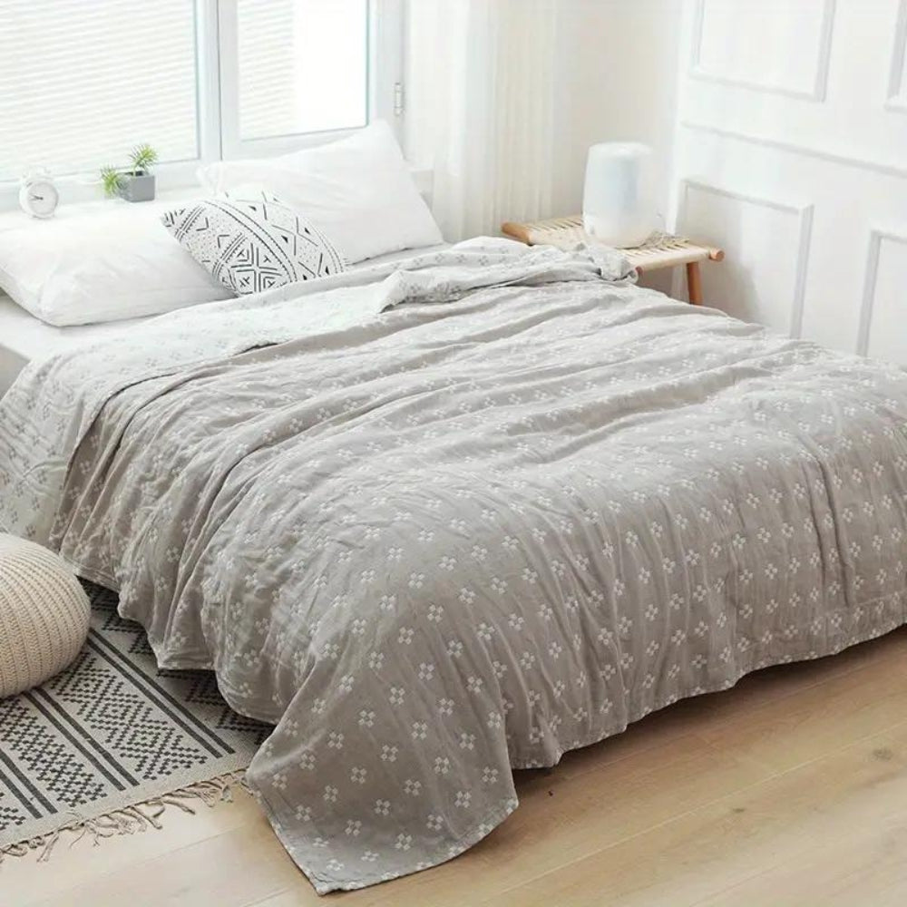 Diamond Dot Comfort Blanket - 100% Cotton, All-Season Softness