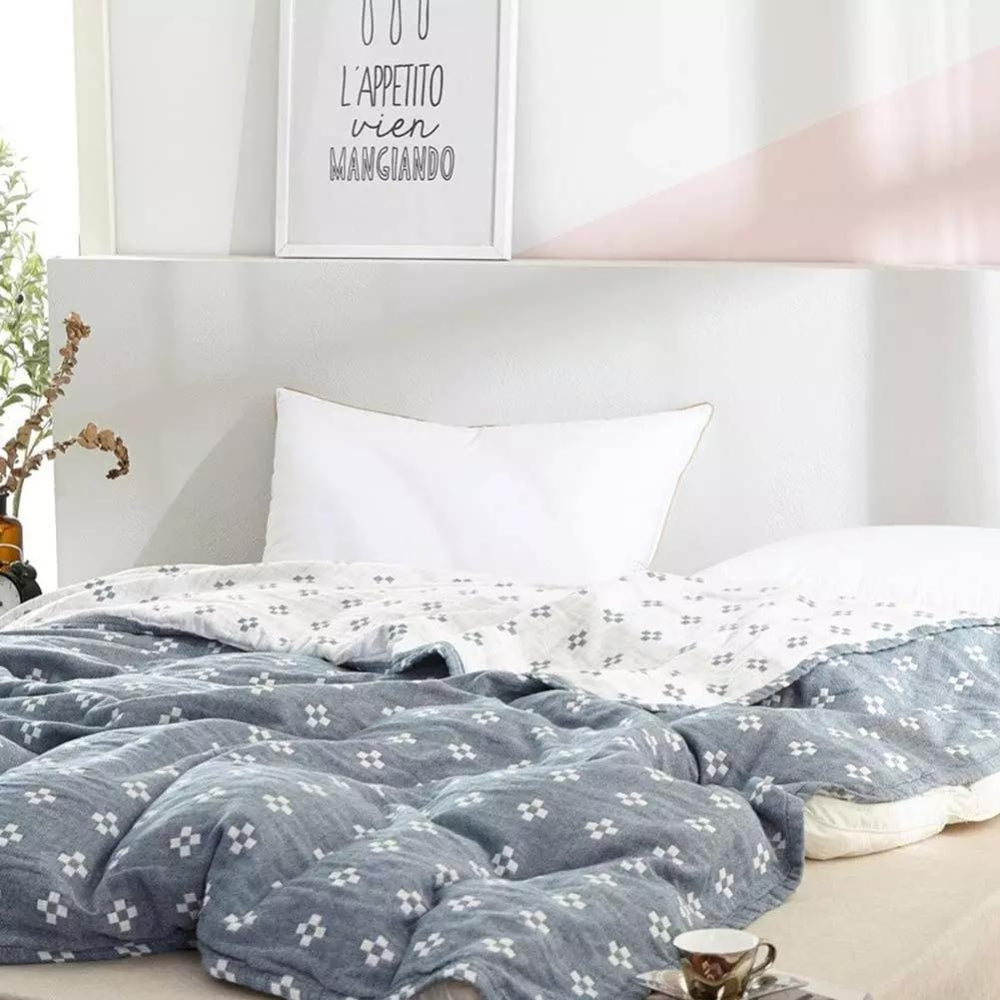 Diamond Dot Comfort Blanket - 100% Cotton, All-Season Softness