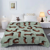 DoxiDream Soft Flannel Dachshund Print Blanket for Cozy Comfort