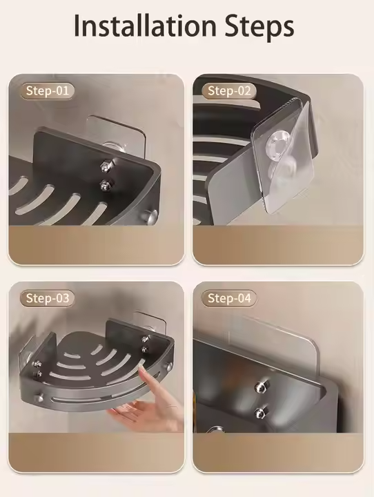Drill-Free Shower Shelf - Transparent Minimalist Shower Storage