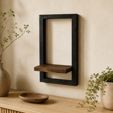Elegant Acacia Wood Wall Shelf with Vintage Steel Frame