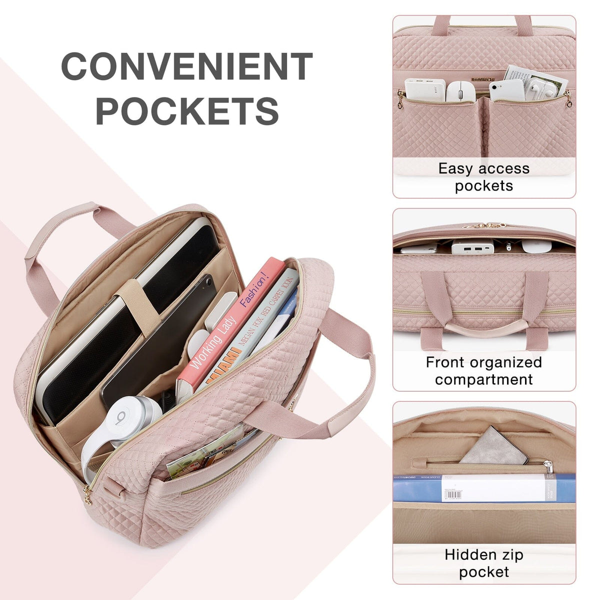 Elegant Designer Laptop Tote Bag for Women with Removable Strap