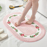 Elegant Floral Non-Slip Bath Mat - Soft Microfiber & Absorbent