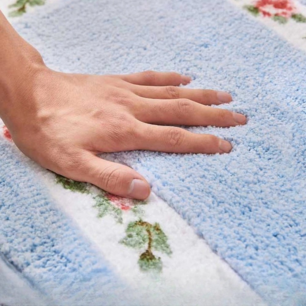 Elegant Floral Non-Slip Bath Mat - Soft Microfiber & Absorbent