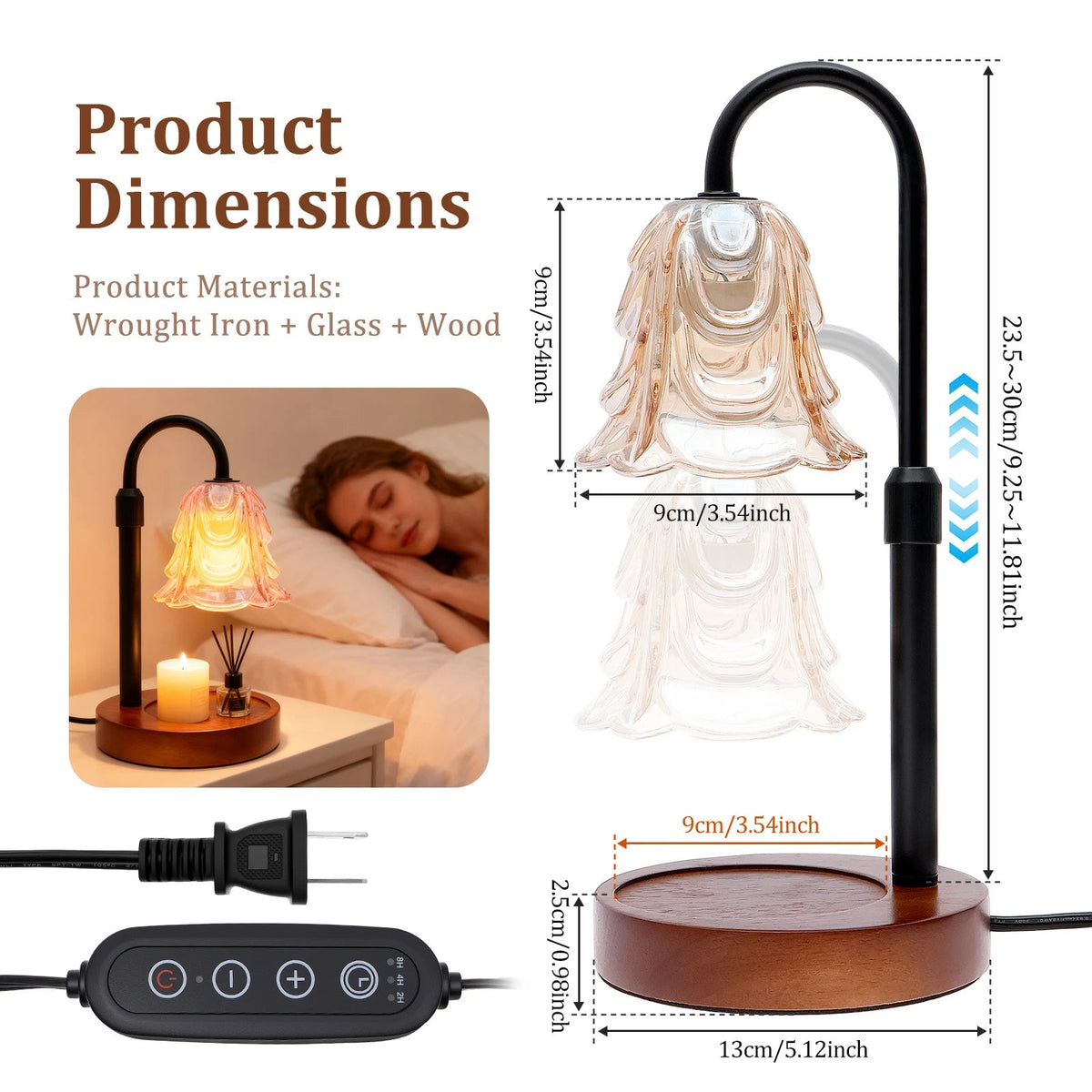 Elegant Flower Candle Warmer Lamp with Timer & Dimmable Light