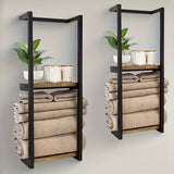 Elegant Industrial Towel Rack with Shelves for Modern Spaces
