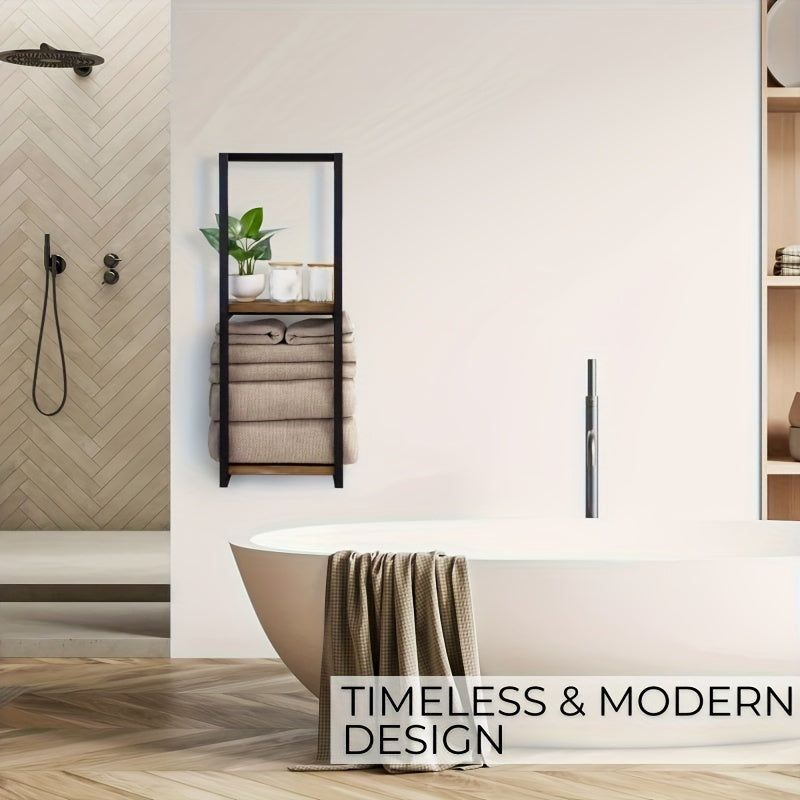 Elegant Industrial Towel Rack with Shelves for Modern Spaces