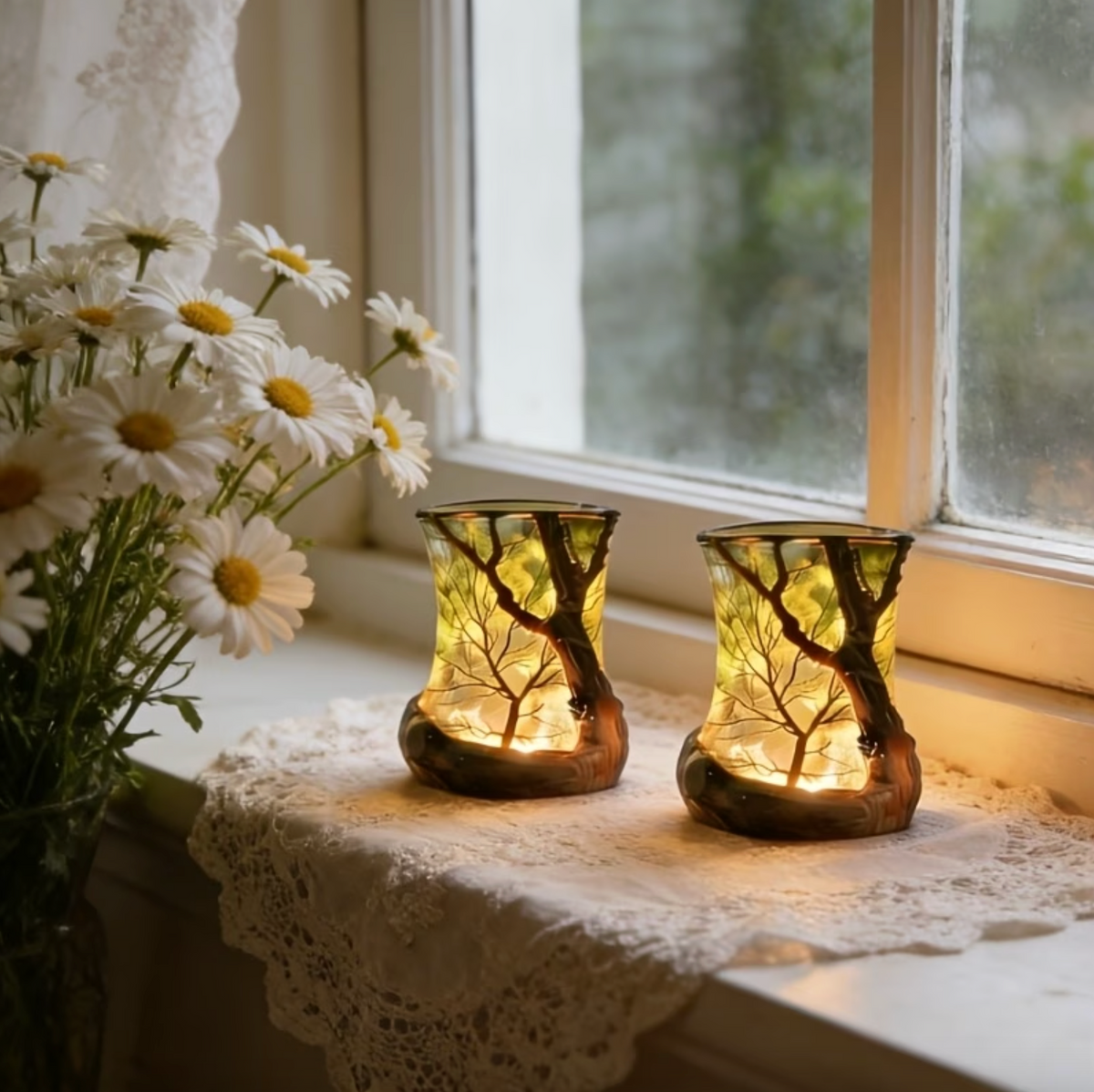 Elegant LED Table Lamp - Nature-Inspired Mood Lighting