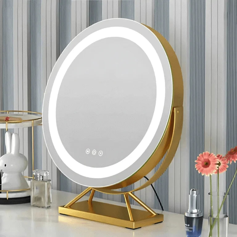Elegant LED Vanity Mirror with 3 Light Modes & 15x Magnifying Mirror