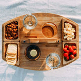 Elegant Oak Picnic Table - Compact Wine Holder for Outdoors