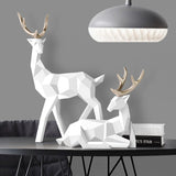 Elegant Resin Deer Sculpture Pair - Abstract Art Figures for Home Decor