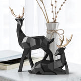 Elegant Resin Deer Sculpture Pair - Abstract Art Figures for Home Decor