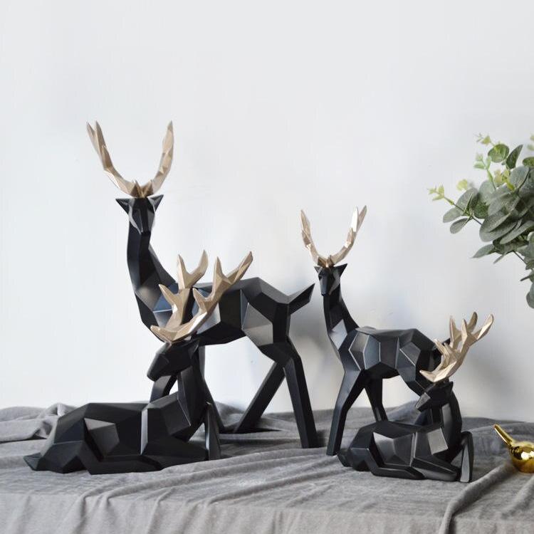 Elegant Resin Deer Sculpture Pair - Abstract Art Figures for Home Decor