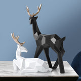 Elegant Resin Deer Sculpture Pair - Abstract Art Figures for Home Decor