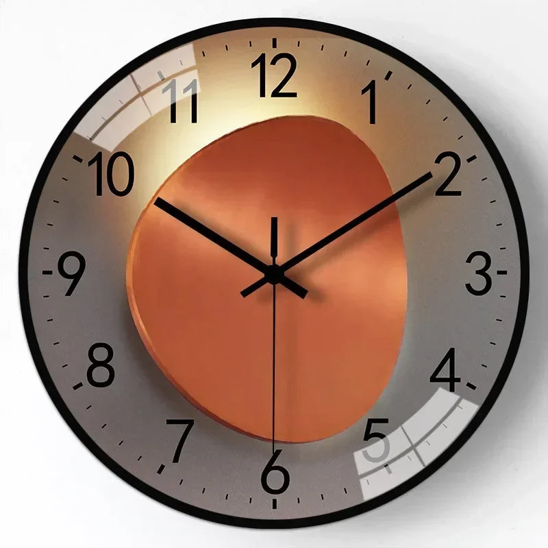 Elegant Silent Wall Clock - Gradient Gold Digital Design