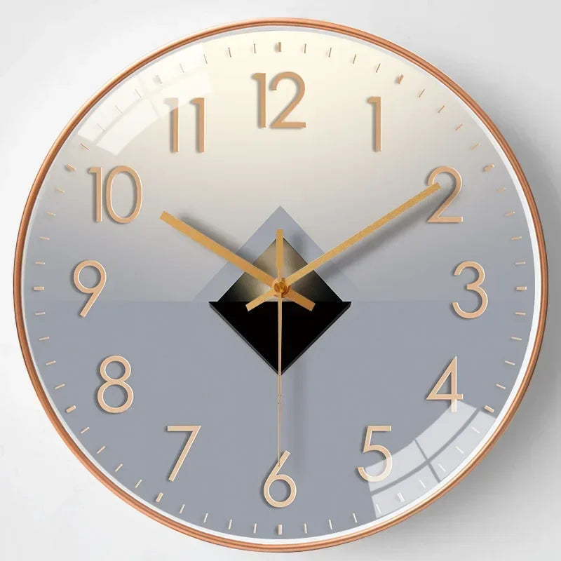 Elegant Silent Wall Clock - Gradient Gold Digital Design
