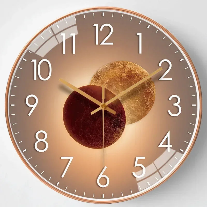 Elegant Silent Wall Clock - Gradient Gold Digital Design