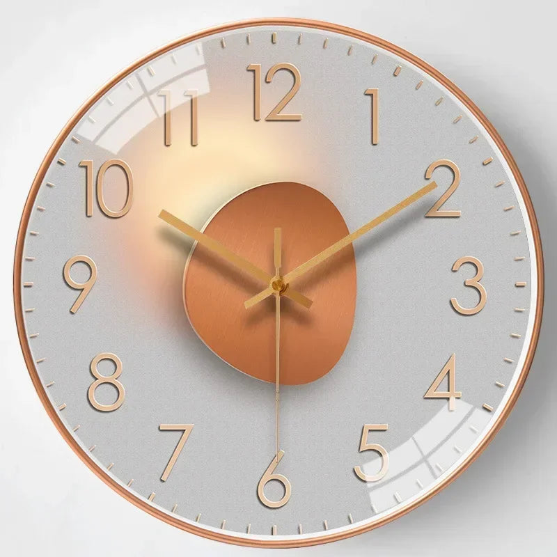 Elegant Silent Wall Clock - Gradient Gold Digital Design
